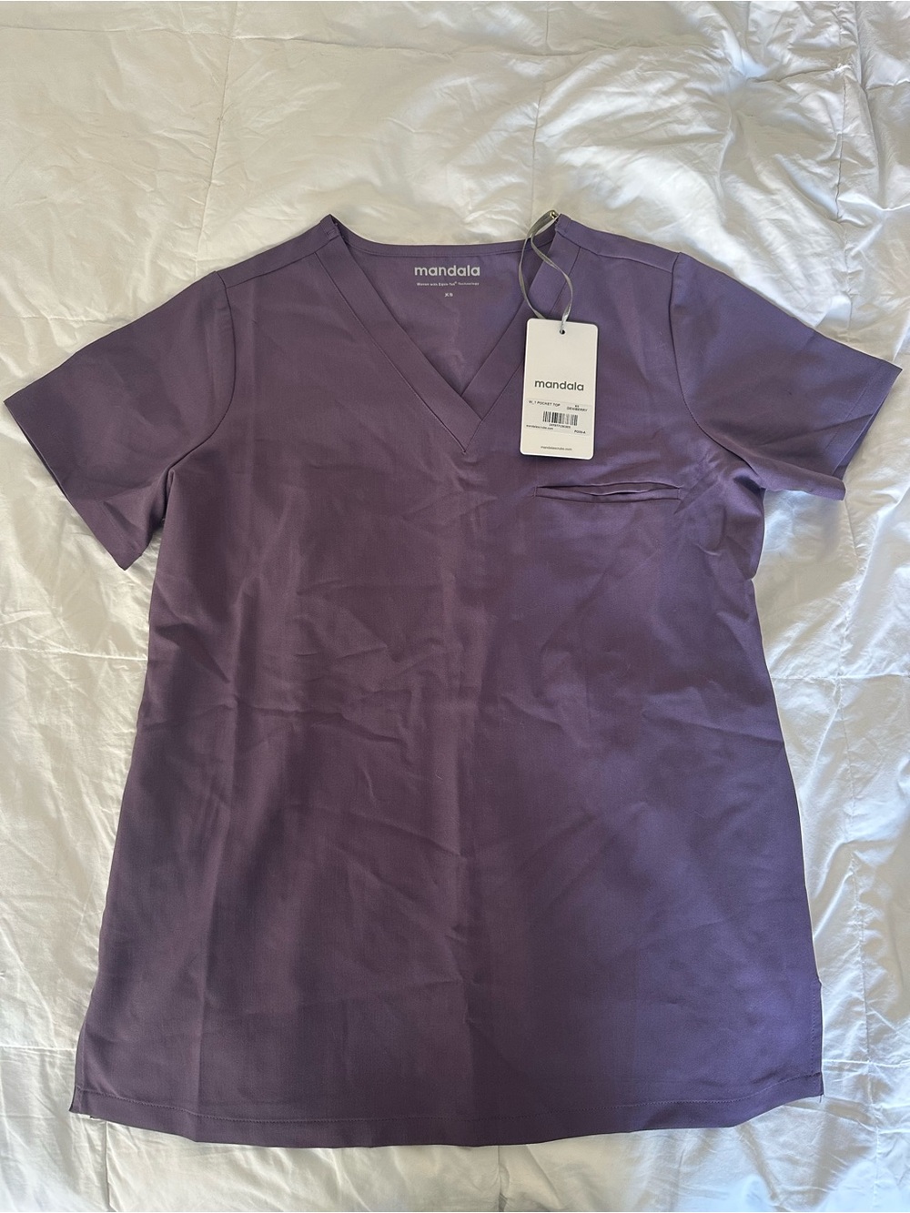 Mandala Women's V-Neck Scrub Top in Purple